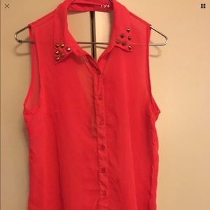 DIZZY LOVE TOMATO RED TOP STUDDED SPIKES COLLARS